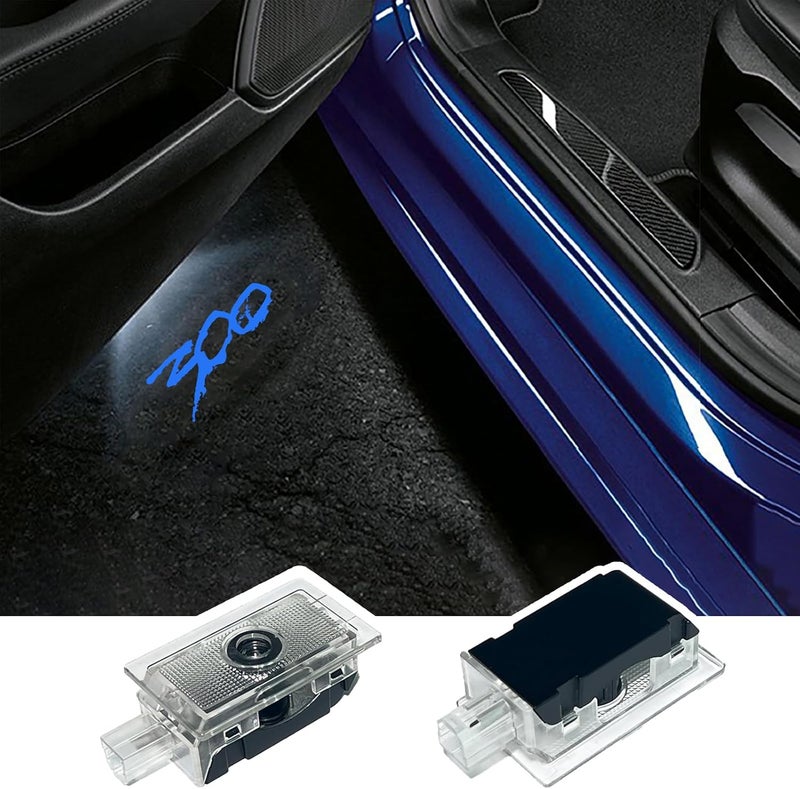 JUNMEI 2PCS LED Car Door Logo Projector Lights for Chrysler 300 300C 300S 2005-present Ghost Shadow Light Laser Courtesy Step Lights Puddle Lamp Accessories (Blue) - Image 1